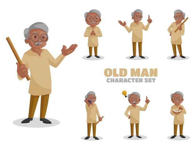 Illustration Of Old Man Character Set