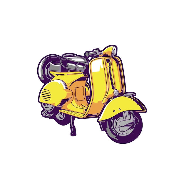illustration of old scooter vector design