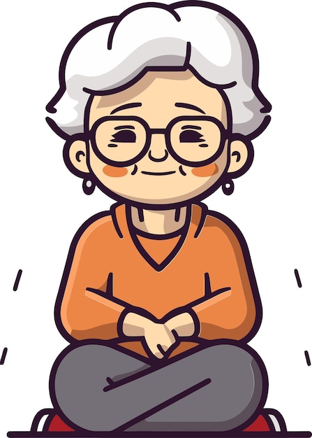 椅子に座っている老婦人のイラスト