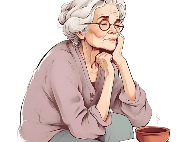 Illustration of an old woman