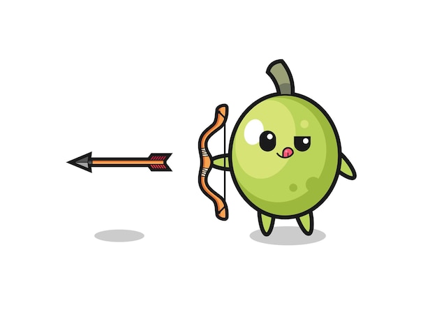 Illustration of olive character doing archery