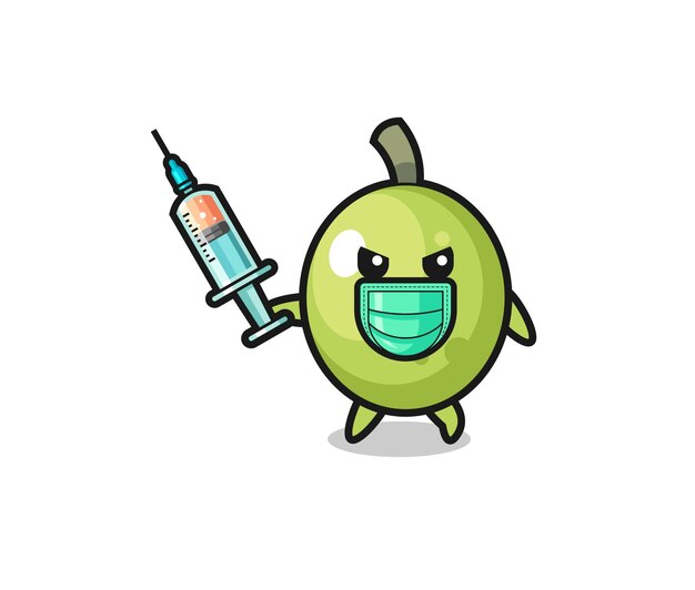 Illustration of the olive to fight the virus cute design