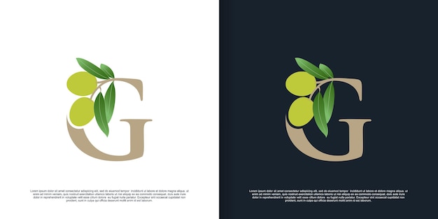 Vector illustration of olive letter logo g unique concept premium vector