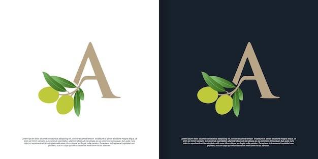 Illustration of olive letter logo A unique concept Premium Vector