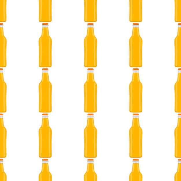 ベクトル 醸造所用の蓋付きのテーマのシームレスなビール ガラス瓶のイラスト