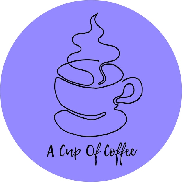 illustration of one line a cup of coffee