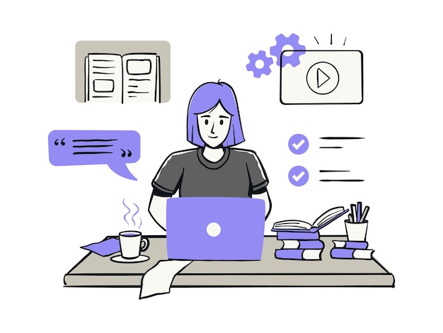 Illustration of Online Learning and Studying