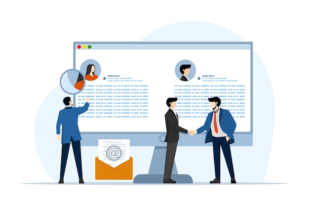 illustration of online recruitment concept or character selecting the best candidate for a job