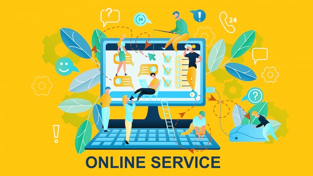 Vettore illustrazione servizio online acquisti in internet