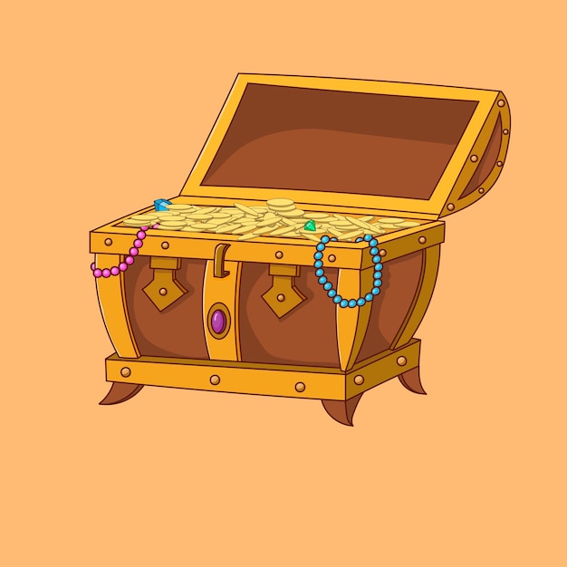 Illustration of open treasure chest full of gold