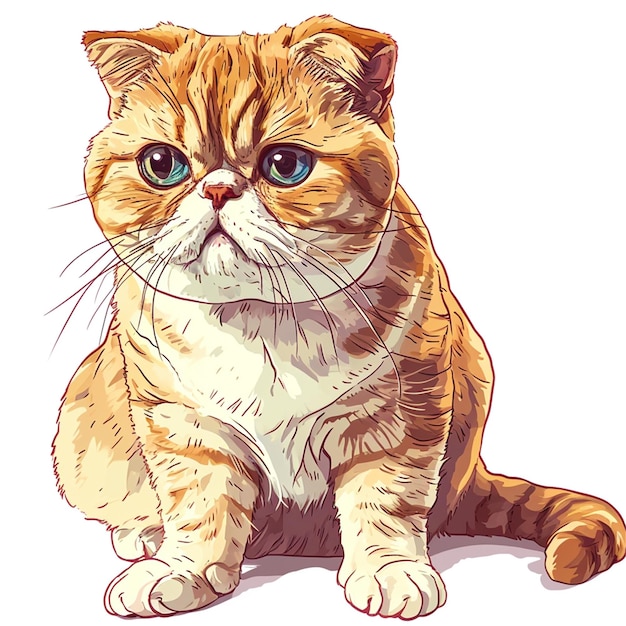 Vector an illustration of an orange drawing of cat in the style of realistic portrait painter light beige