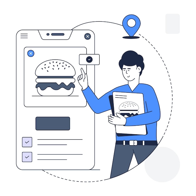 An illustration of order burger outline design