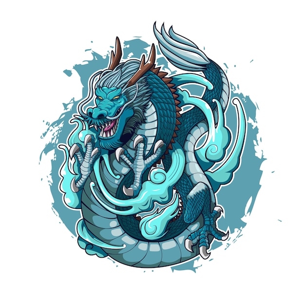 illustration of oriental water dragon vector design