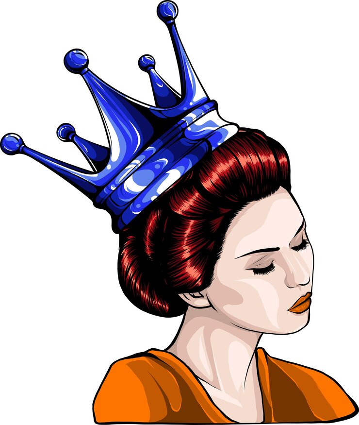 Vector illustration of oriental woman with crown