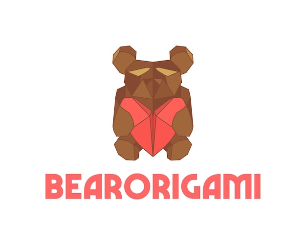 Vettore illustrazione del vettore del logo dell'orso origami