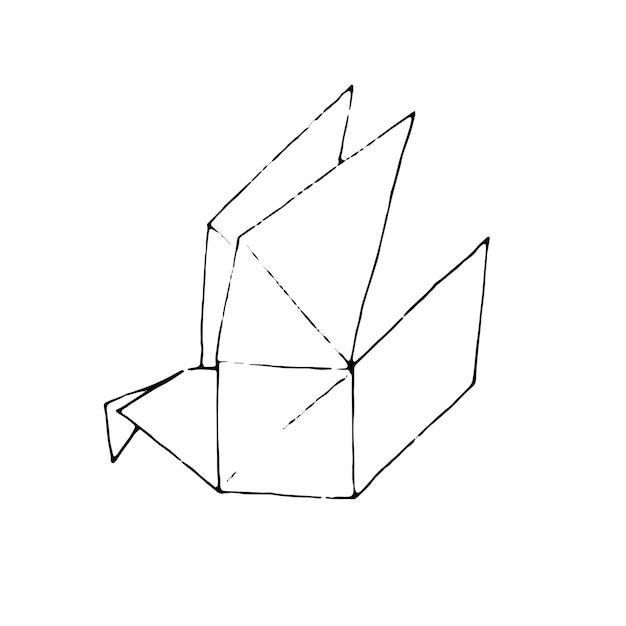Illustration of origami paper beast. Clipart bird