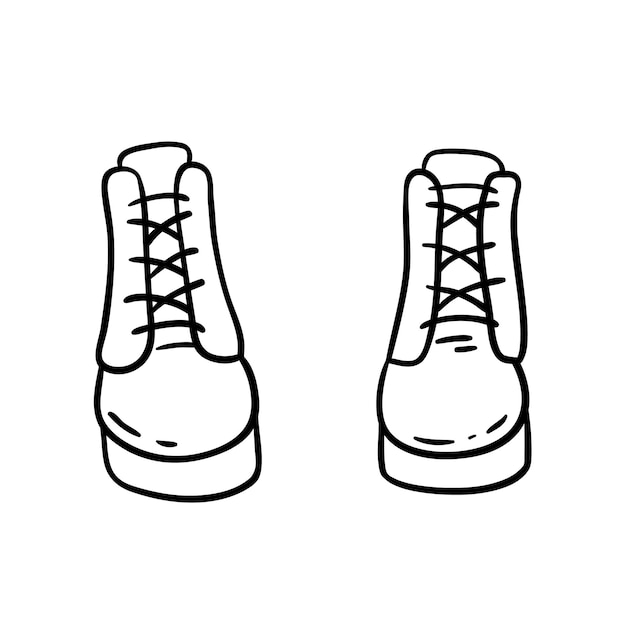 Illustration of  outline doodle shoes  for children, coloring and scrap book