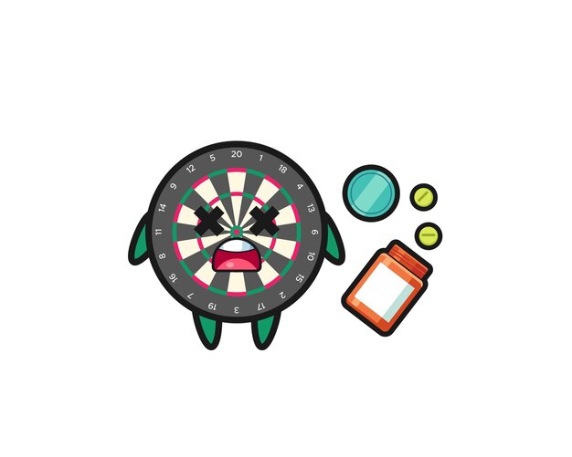 Vector illustration of overdose dart board character