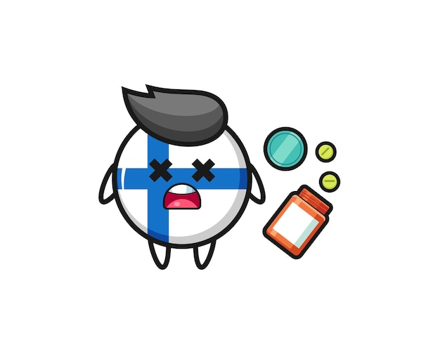 Illustration of overdose finland flag character