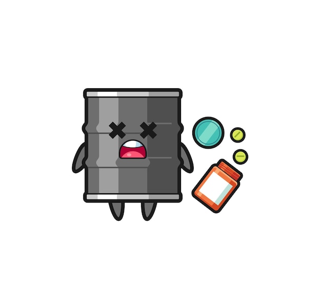 Illustration of overdose oil drum character