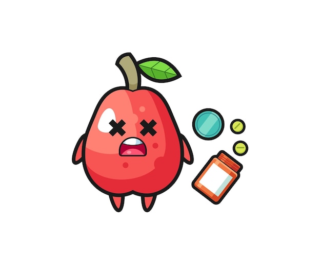 Illustration of overdose water apple character