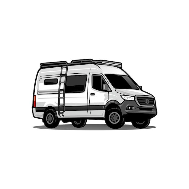 Illustration of overland rv motor home camping car isolated vector