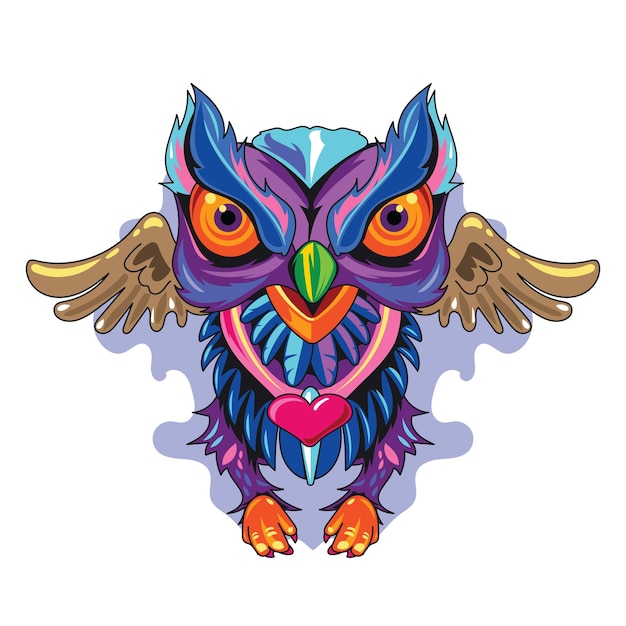 Vector illustration owl fulcolor new skool tattoos