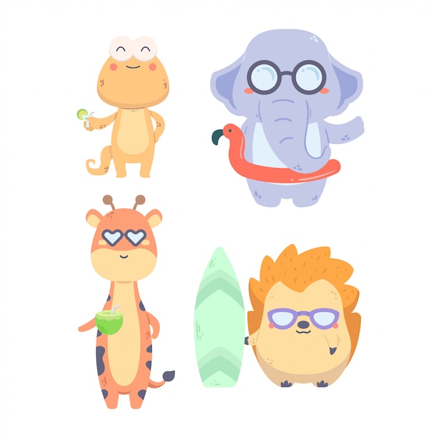 Vector illustration pack cute animal collection