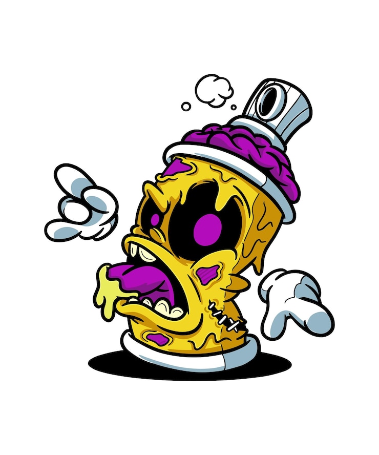 Vector illustration of a paint can melting