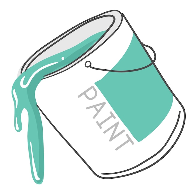 Illustration of a paint can with a flow of paint