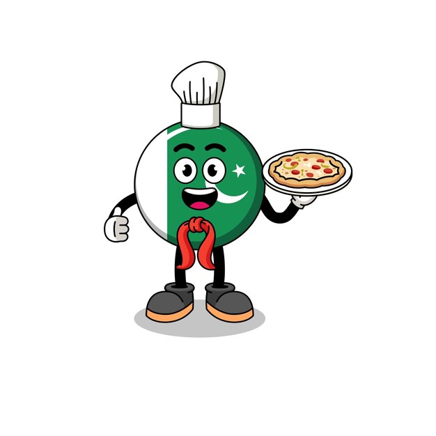 Illustration of pakistan flag as an italian chef