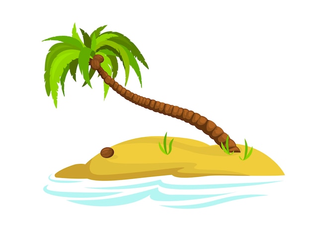 Vector illustration of a palm tree on an island decorative palm tree isolated on white background