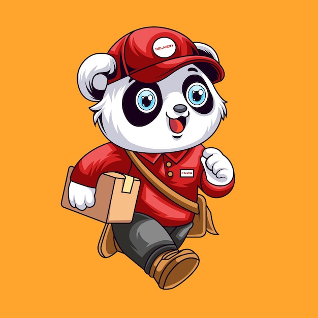 Vector illustration panda fast delivery box