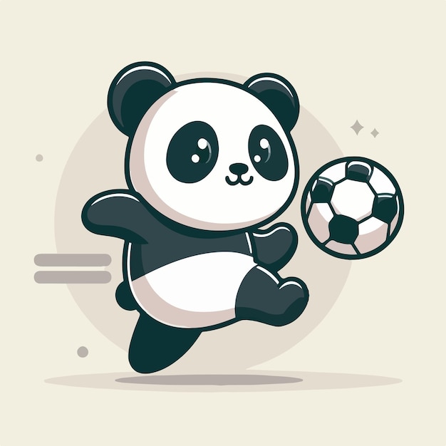 Vector illustration of a panda playing soccer with a simple flat cartoon style and mascot concept