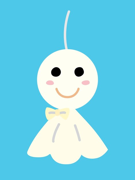 子供たちが晴天を祈る紙人形のイラスト