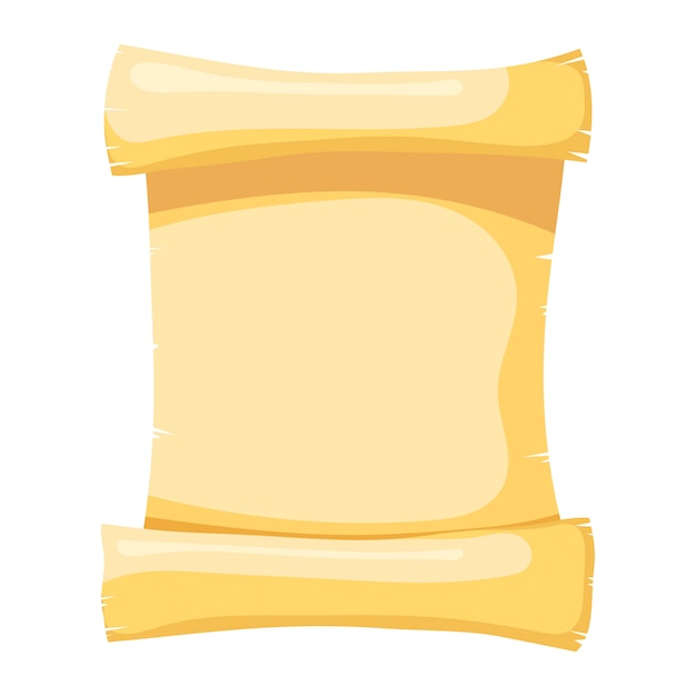 Illustration of papyrus. isolated object. cartoon style. abstract yellow papyrus, a roll of parchment