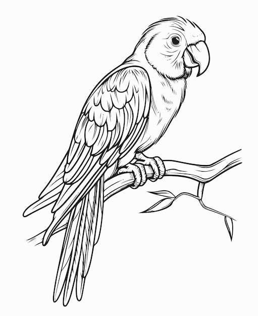 Illustration of a parrot Parrot coloring book