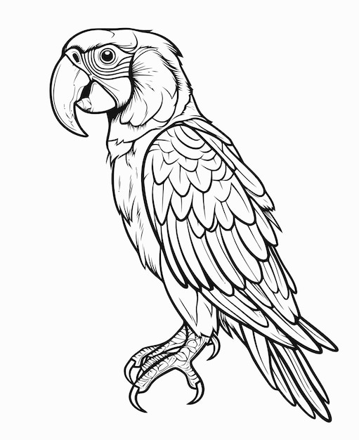 Illustration of a parrot Parrot coloring book