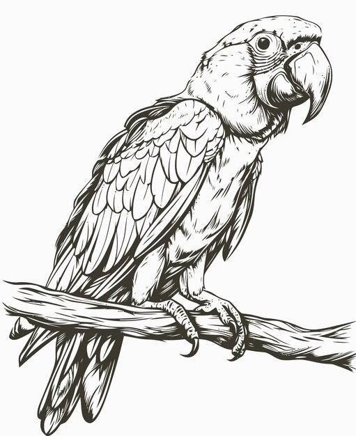 Illustration of a parrot Parrot coloring book