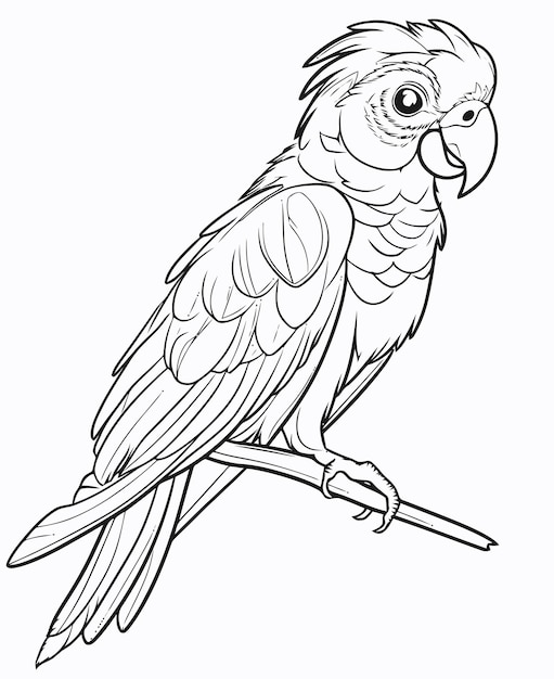 Illustration of a parrot Parrot coloring book