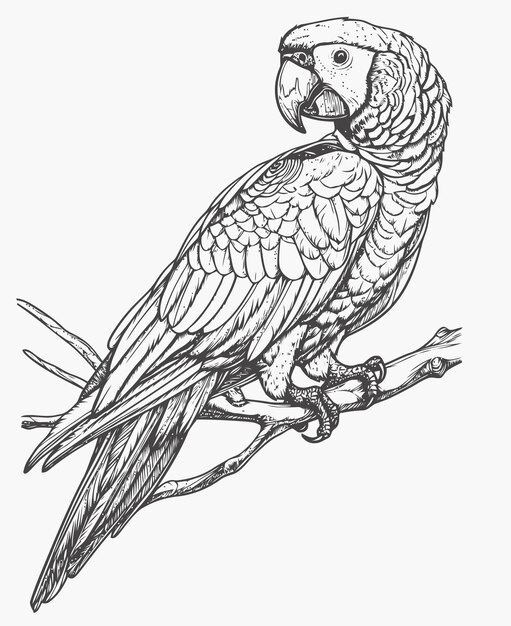 Vector illustration of a parrot parrot coloring book