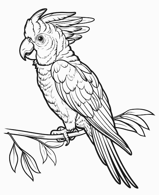 Illustration of a parrot Parrot coloring book