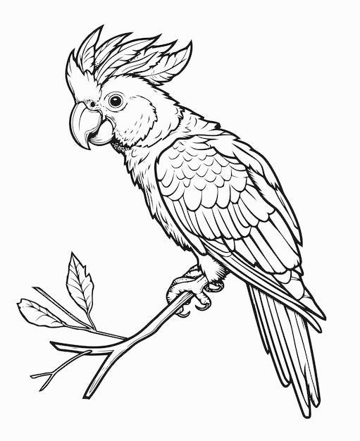 Illustration of a parrot Parrot coloring book