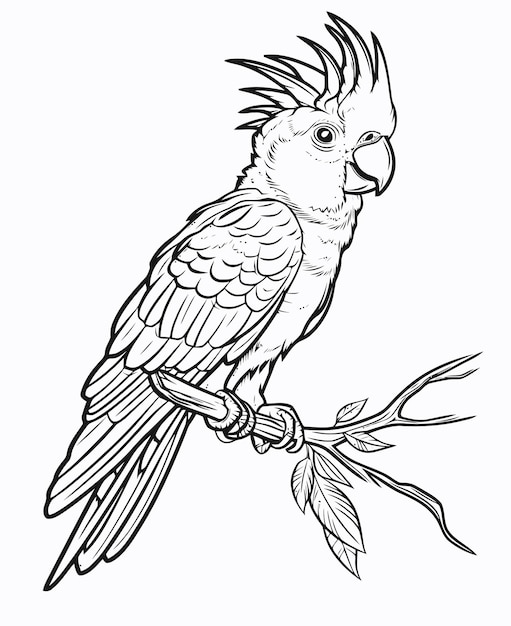 Illustration of a parrot Parrot coloring book