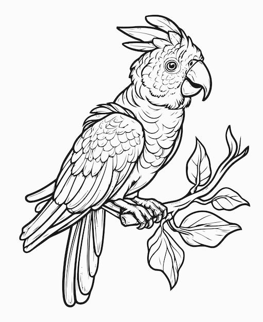 Illustration of a parrot Parrot coloring book