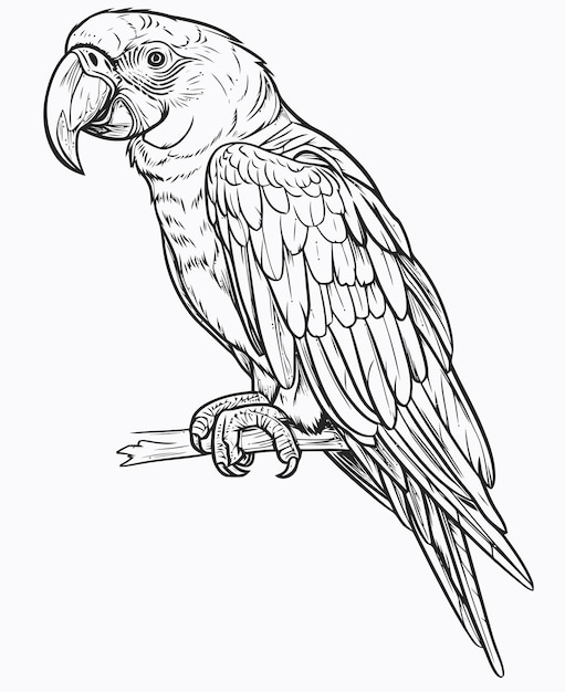 Illustration of a parrot Parrot coloring book