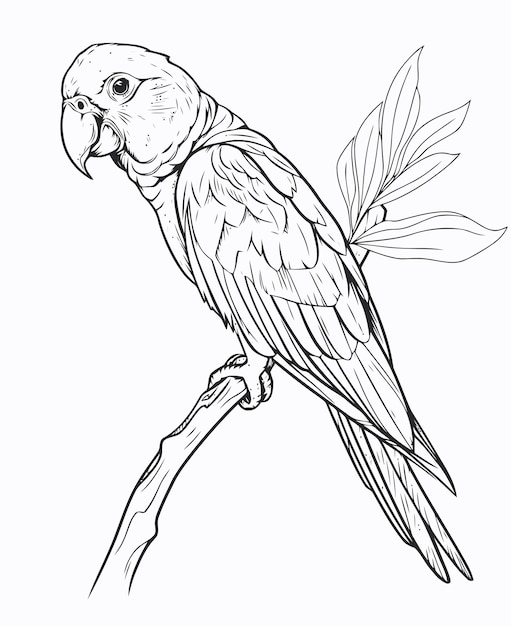 Vettore illustrazione di un pappagallo libro da colorare del pappagallo