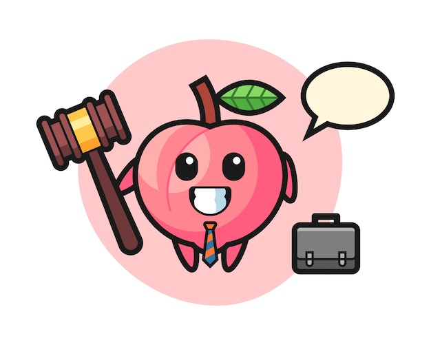 Vector illustration of peach mascot as a lawyer, cute style design for t shirt