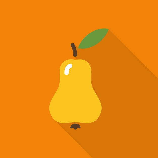 Illustration of pear flat icon with shadow