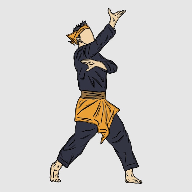 illustration of pencak silat fighter